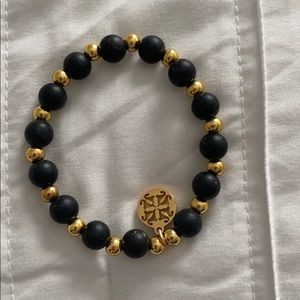 Black and Gold Rustic Cuff Bracelet